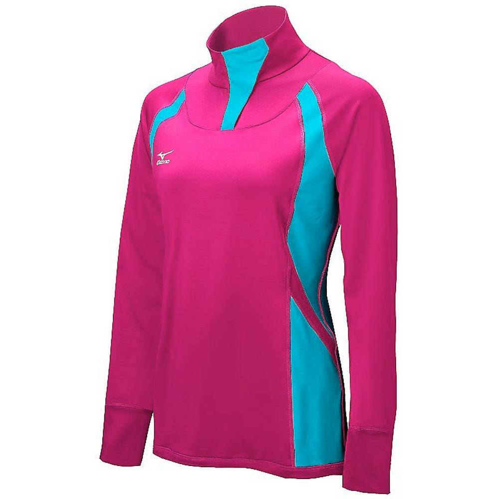 Womens Mizuno Nine Collection: Drive Half-Zip Jacket Pink/Blue Philippines (TIUBAV136)